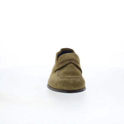 Di Bianco Arese Mens Green Suede Slip On Loafers & Slip Ons Penny Shoes