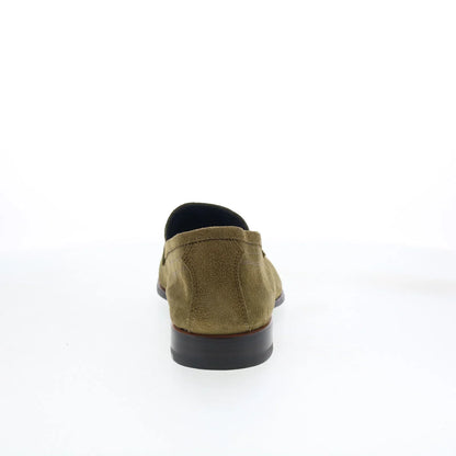 Di Bianco Arese Mens Green Suede Slip On Loafers & Slip Ons Penny Shoes