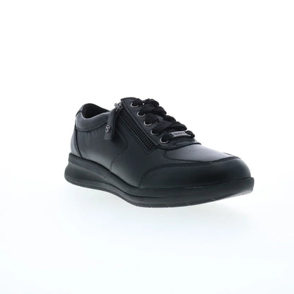 Revere Boston Womens Black Leather Lace Up Lifestyle Sneakers Shoes