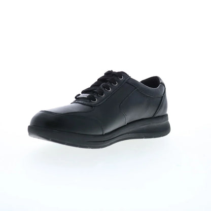 Revere Boston Womens Black Leather Lace Up Lifestyle Sneakers Shoes
