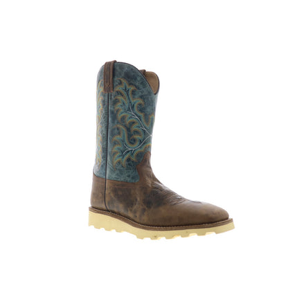 Jama Old West BSM1901 Mens Brown Leather Slip On Cowboy Western Boots