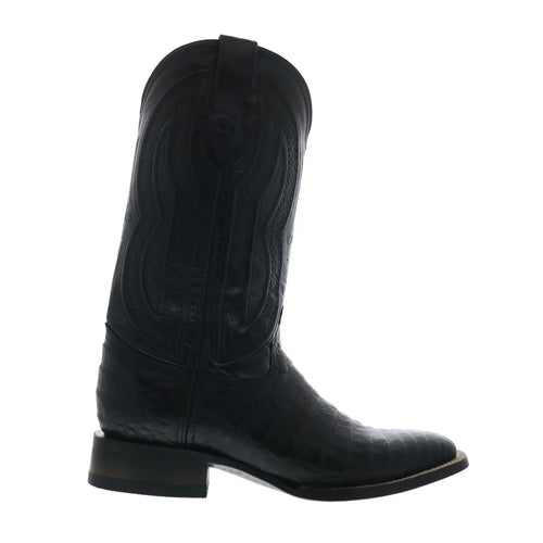 Ferrini Caiman Belly Caiman S-Toe Mens Black Cowboy Western Boots