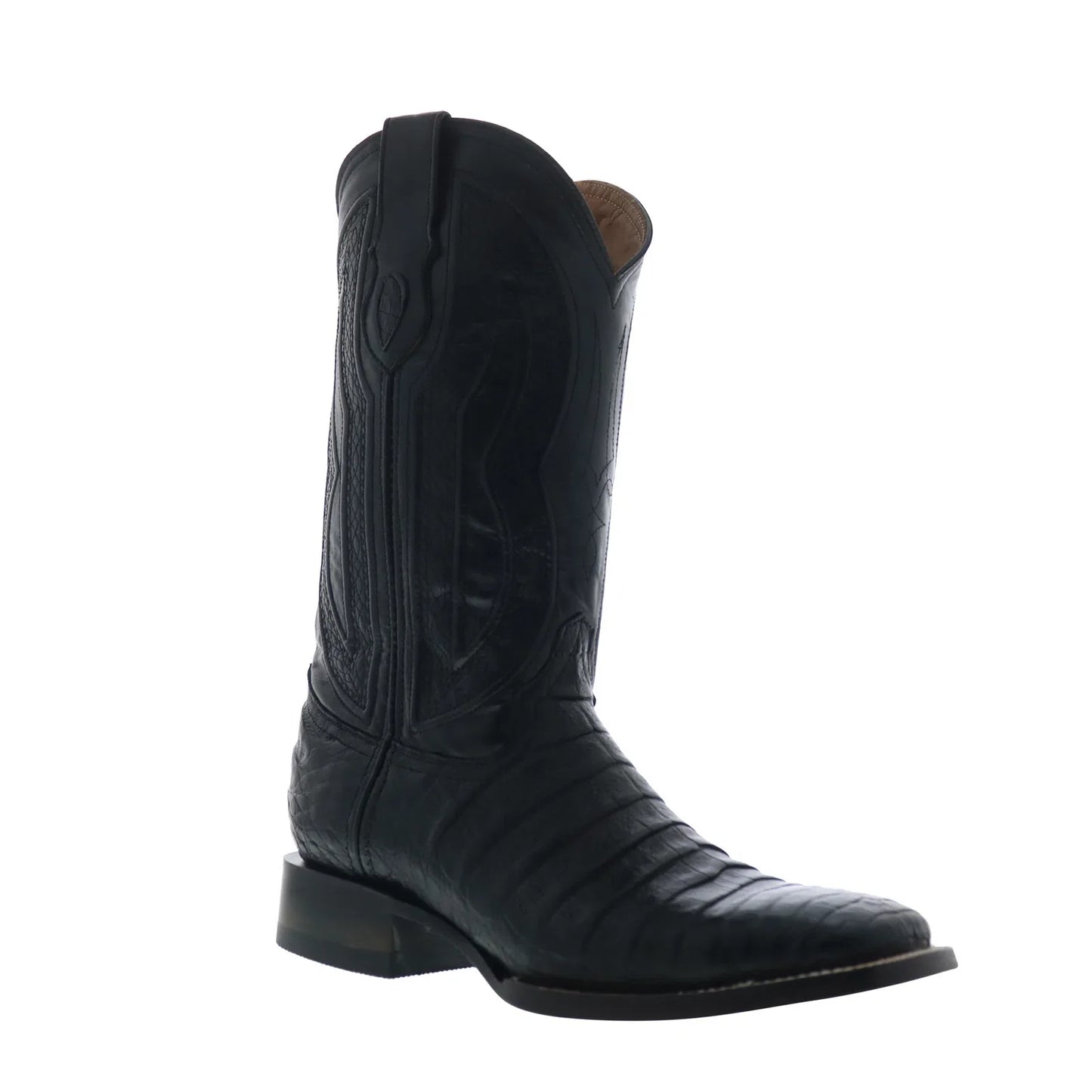 Ferrini Caiman Belly Caiman S-Toe Mens Wide Black Cowboy Western Boots