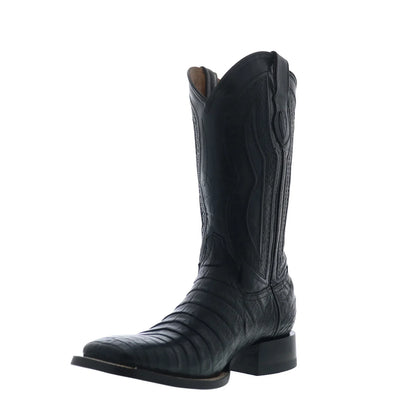 Ferrini Caiman Belly Caiman S-Toe Mens Black Cowboy Western Boots