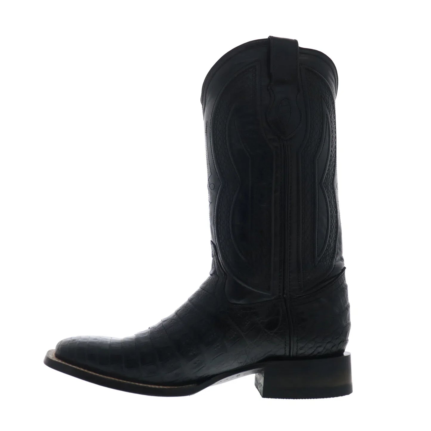 Ferrini Caiman Belly Caiman S-Toe Mens Black Cowboy Western Boots
