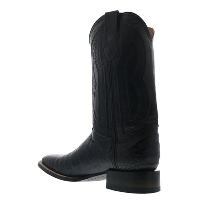 Ferrini Caiman Belly Caiman S-Toe Mens Black Cowboy Western Boots