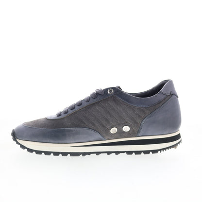 Di Bianco Daytona Leather Suede Mens Blue Leather Lifestyle Sneakers Shoes