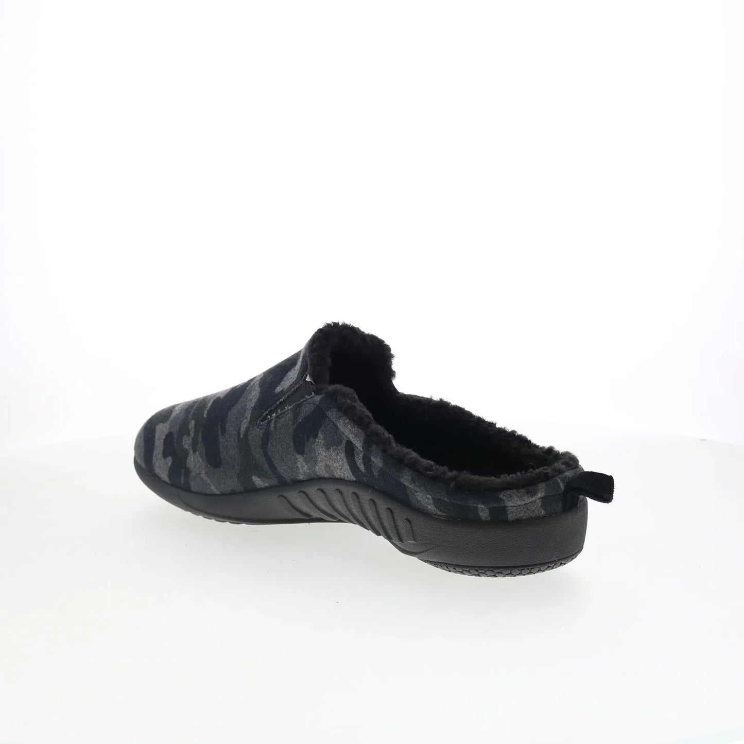 Spenco Dundee Wool SP2003BCM Mens Black Suede Slip On Clogs Slippers Shoes