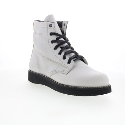 Broken Homme James Boot FB12002 Mens White Leather Casual Dress Boots