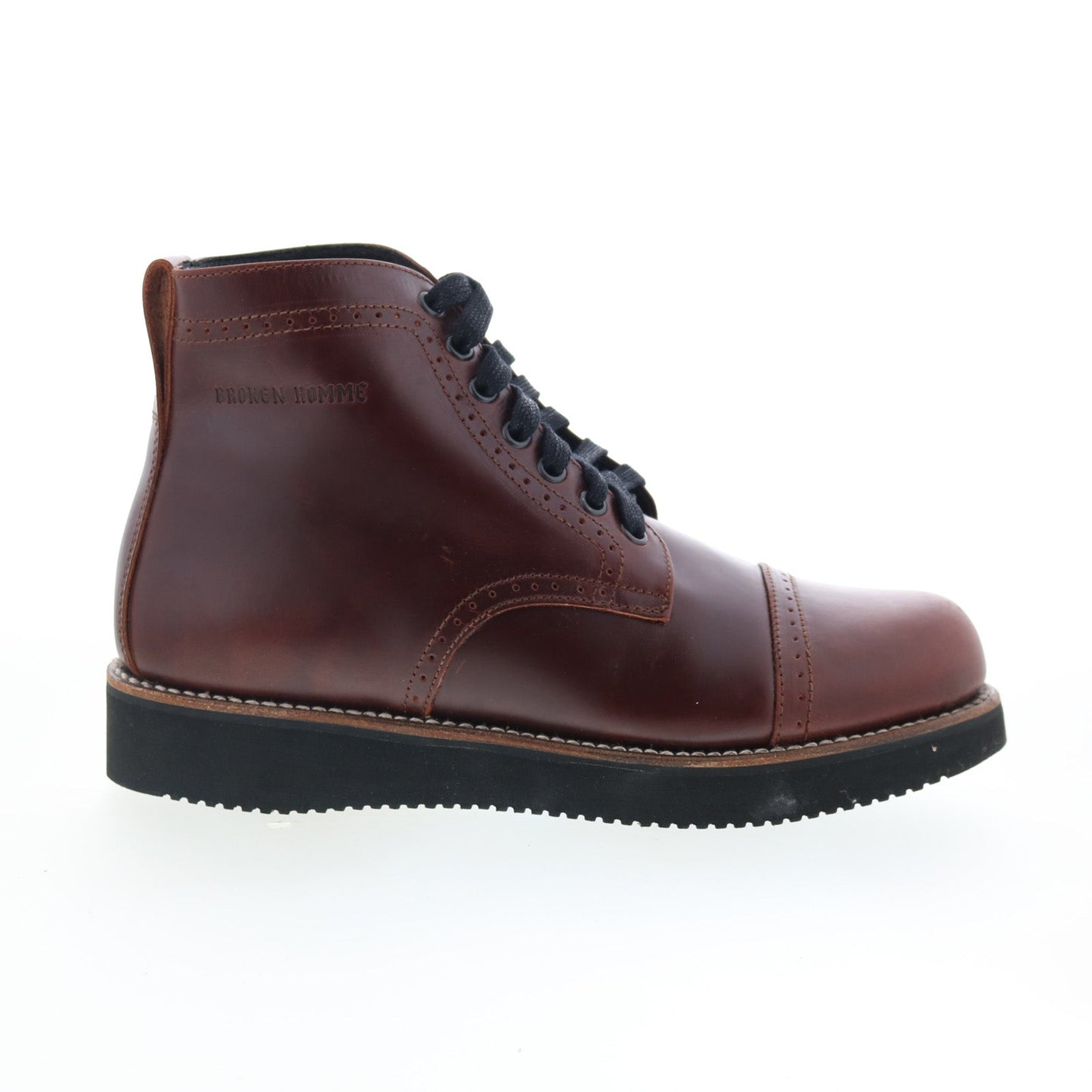 Broken Homme Aaron FB14021 Mens Brown Leather Lace Up Casual Dress Boots