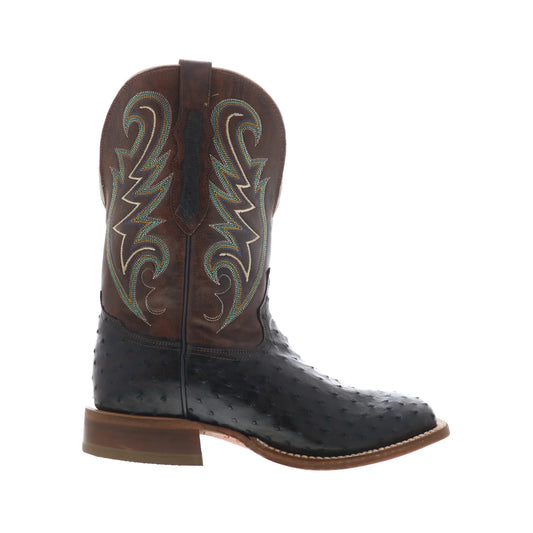 Tony Lama Foster Full Quill Ostrich Made In USA Mens Black Western Boots