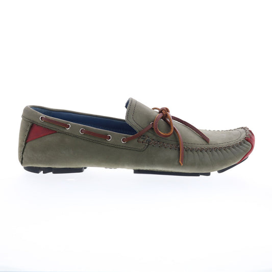 Robert Zur Frisco Mens Green Nubuck Slip On Loafers & Slip Ons Boat Shoes