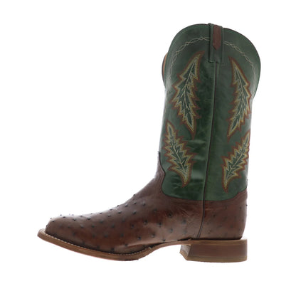 Tony Lama Hayden Full Quill Ostrich Made In USA Mens Brown Wide Western Boots