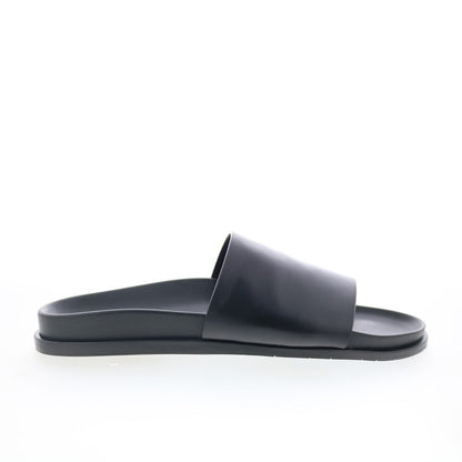 Aquatalia Otto Waterproof M098601 Mens Black Leather Sandals Slides Shoes