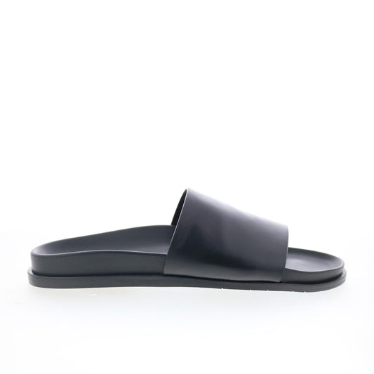 Aquatalia Otto Waterproof M098601 Mens Black Leather Sandals Slides Shoes