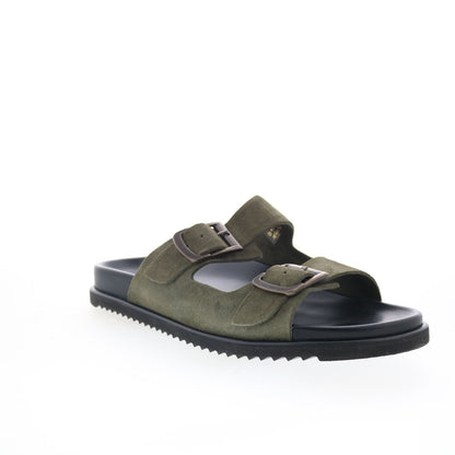Aquatalia Byron Waterproof M103483 Mens Green Suede Sandals Slides Shoes