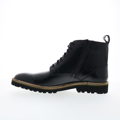 Steve Madden P-Krypto Mens Black Leather Lace Up Casual Dress Boots