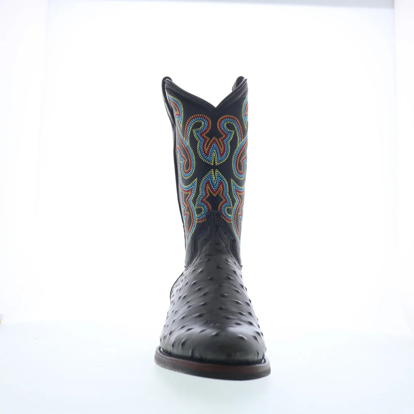 Dingo Ranger Ostrich Print Leather DI-131 Mens Black Cowboy Western Boots