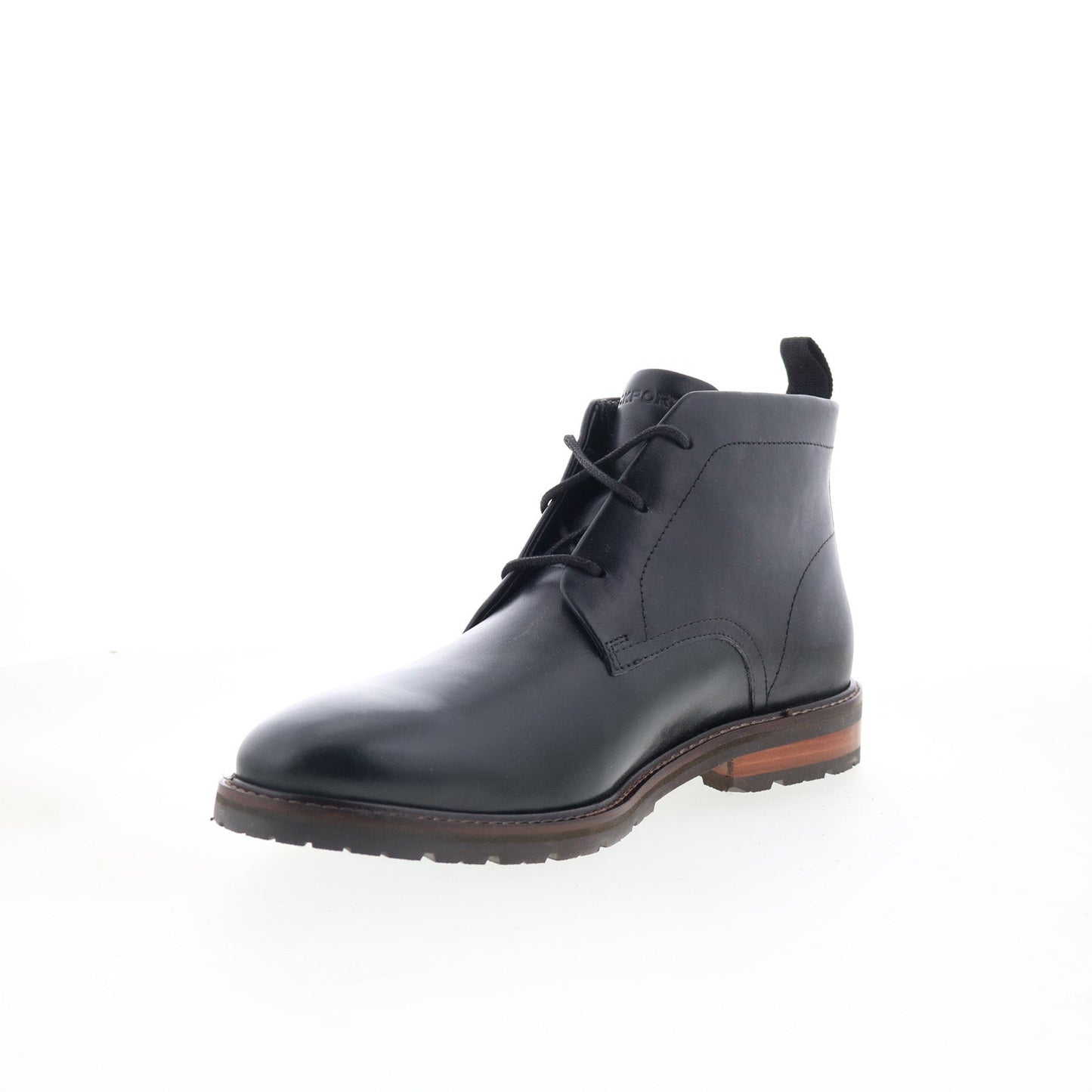 Rockport Caspe RMCASPE Mens Black Leather Lace Up Chukkas Boots