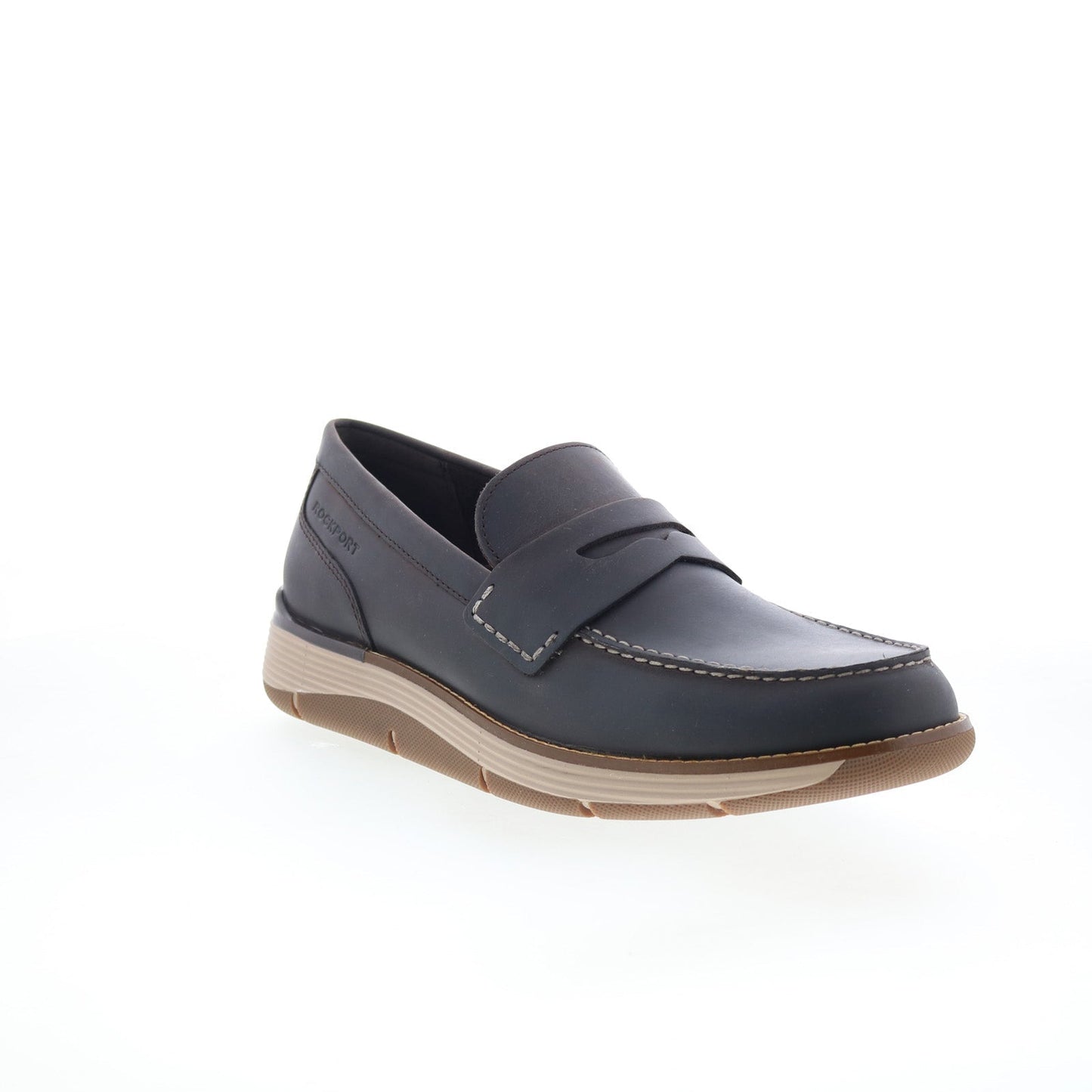 Rockport Liam RMLIAM Mens Brown Leather Loafers & Slip Ons Penny Shoes