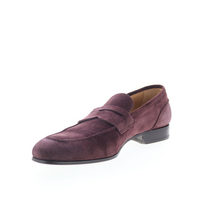 Di Bianco SBF405 Mens Burgundy Suede Slip On Loafers & Slip Ons Penny Shoes