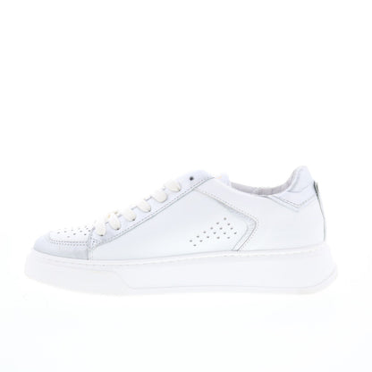 Miz Mooz Tristin Womens White Leather Lace Up Lifestyle Sneakers Shoes