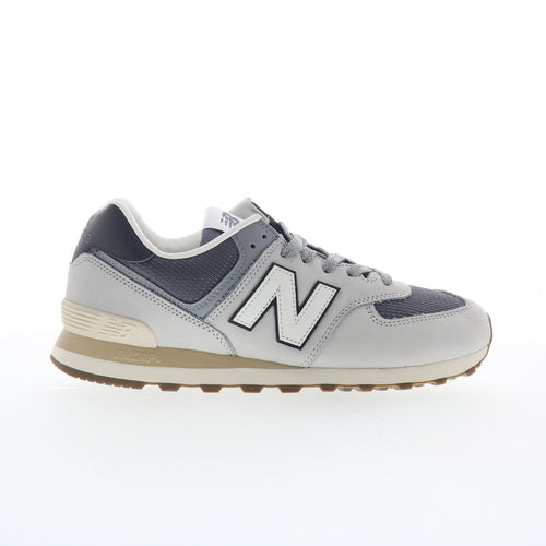 New Balance 574 U57418X Mens Gray Leather Lace Up Lifestyle Sneakers Shoes